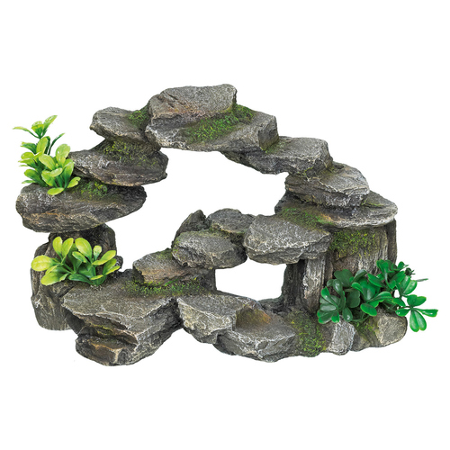 Nobby Aquariendekoration Felsbogen mit Pflanzen grau