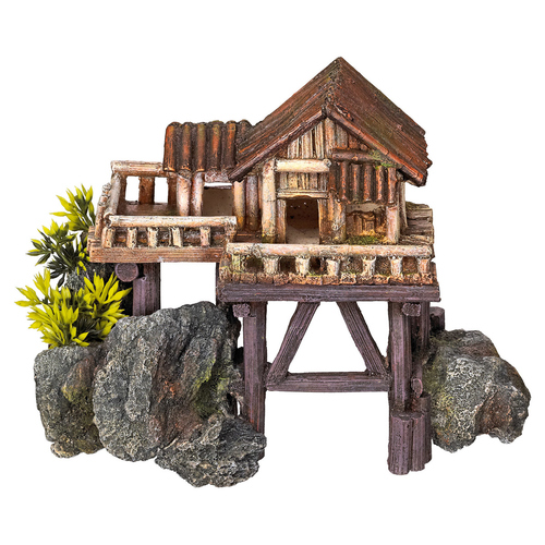 weitere Abbildung Nobby Aquariendekoration Holzhaus mit Pflanzen auf Stelzen