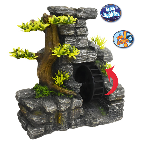 weitere Abbildung Nobby Aquariendekoration Mauer mit Wasserrad und Pflanzen
