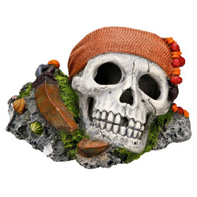 Abbildung Nobby Aquariendekoration Piraten Totenkopf auf Felsen