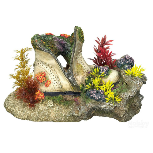Nobby Aquariendekoration Schuh mit Korallen mit Pflanzen