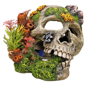 Abbildung Nobby Aquariendekoration Totenkopf mit Pflanzen 19,5 x 16 x 14 cm
