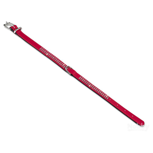Nobby Halsband Crystal dreireihig rot/schwarz