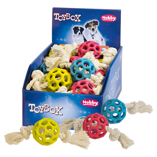 weitere Abbildung Nobby Hundespielzeug Gitterball mit Seil aus Vollgummi
