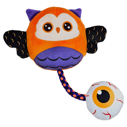 Nobby Hundespielzeug Halloween Plüsch Eule mit Seil