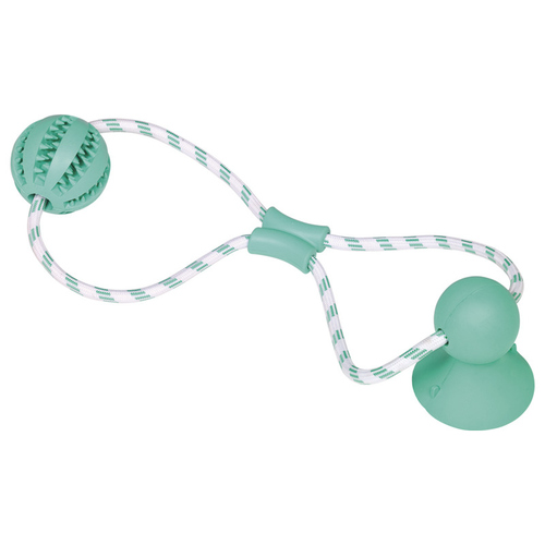 Nobby Hundespielzeug Vollgummi Ball mit Seil Dental Line mit Saugnapf