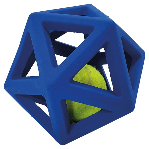Nobby Hundespielzeug Vollgummi Gitterball mit Tennisball blau