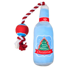 Abbildung Nobby Hundespielzeug Xmas Flasche mit Seil und Ball aus Plsch