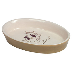 Abbildung Nobby Katzen Keramik Schale oval hellbraun/beige