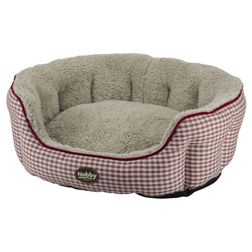 Nobby Katzen Kuschelbett Beige, Groß (50x61 Cm) – Weicher Plüsch, Ovale Form, Waschbar Bis 30°C