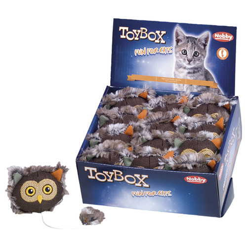 Nobby Plüsch Eule Mit Holzkugel - Spielzeug Für Katzen, Grün, Ca. 25 Cm