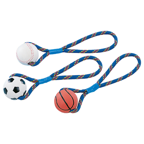 Nobby Vollgummi Ball mit Seil mit Wurfschlaufe