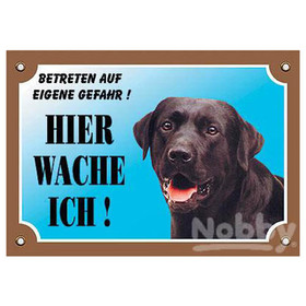 Abbildung Nobby Warntafel Labrador dunkel mit offenem Maul