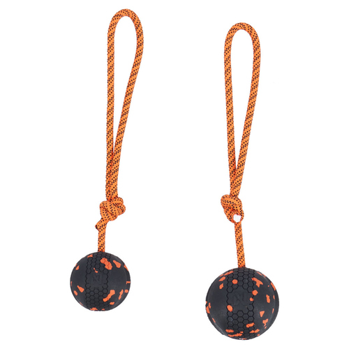 Non-stop dogwear Hundespielzeug Ball on Rope orange/schwarz, Durchmesser: 7 cm