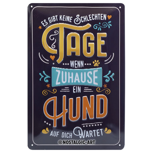 Nostalgic-Art Blechschild "Wenn zuhause ein Hund wartet" 20 x 30 cm