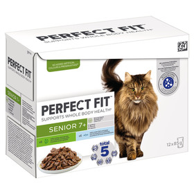 Abbildung Perfect Fit Multipack Senior 7+ mit Truthahn und Karotten, mit Hochseefisch und Erbsen 12 x 85 g