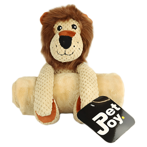 Pet-Joy Products Hundespielzeug DoggyToy Buddies 2-in-1 Kuscheltier mit Tuch Lion