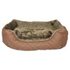 Pettimania Hundebett eckig Leder mit Fellbezug braun Abbildung 1