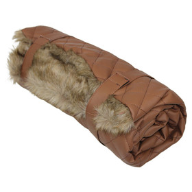 Abbildung Pettimania Hundedecke Leder mit Fellbezug braun