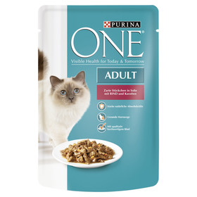 Abbildung Purina ONE Adult mit Rind & Karotten 85 g