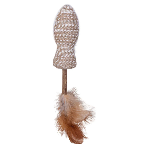Quapas Katzenspielzeug Fisch Stick mit Federn