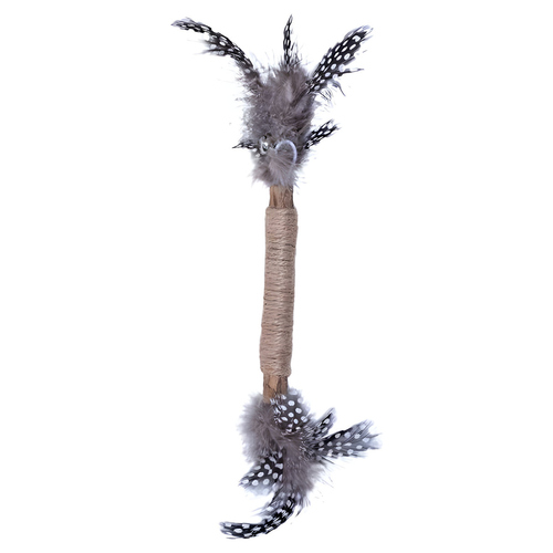 Quapas Katzenspielzeug Hemp Stick mit Federn