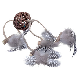 Abbildung Quapas Katzenspielzeug Rattan Ball mit Federn B