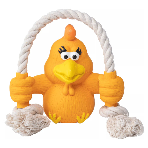 Quapas Toy Fun Latex Chicken with Rope