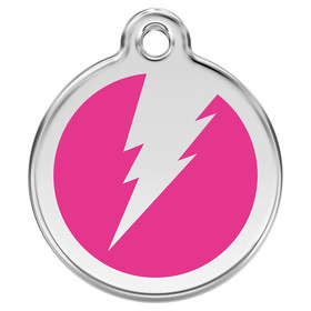Abbildung RedDingo Hundemarke mit individueller Gravur Blitz hot pink