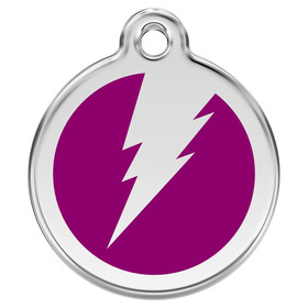 Abbildung RedDingo Hundemarke mit individueller Gravur Blitz purple