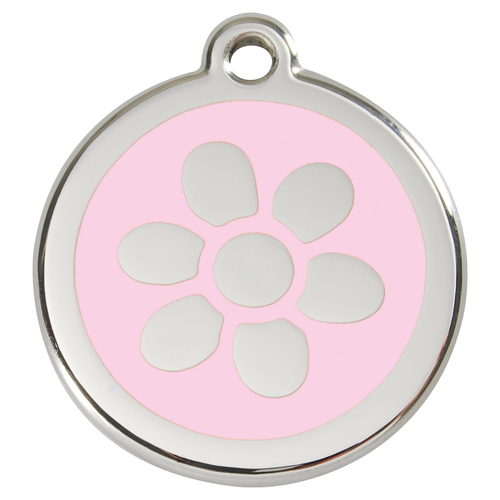 RedDingo Hundemarke mit individueller Gravur Blume pink