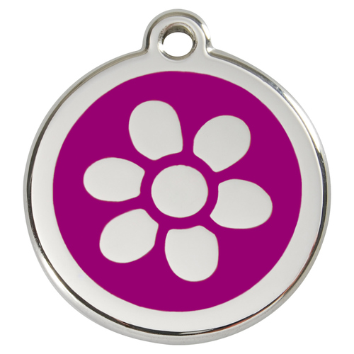 RedDingo Hundemarke mit individueller Gravur Blume purple