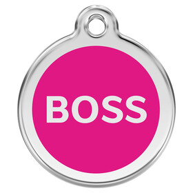 Abbildung RedDingo Hundemarke mit individueller Gravur Boss hot pink