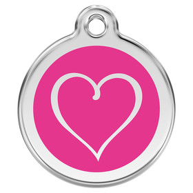 Abbildung RedDingo Hundemarke mit individueller Gravur Cartoon Herz hot pink
