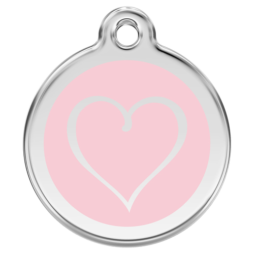 RedDingo Hundemarke mit individueller Gravur Cartoon Herz pink