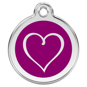 Abbildung RedDingo Hundemarke mit individueller Gravur Cartoon Herz purple