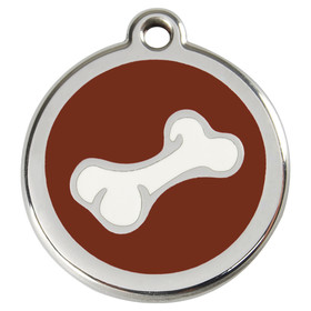 Abbildung RedDingo Hundemarke mit individueller Gravur Cartoon Knochen braun