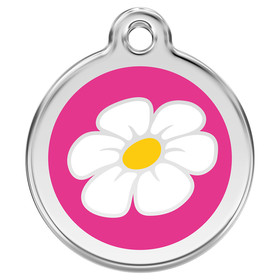 Abbildung RedDingo Hundemarke mit individueller Gravur Daisy hot pink