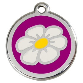 Abbildung RedDingo Hundemarke mit individueller Gravur Daisy purple