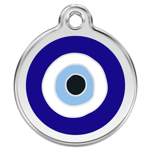 RedDingo Hundemarke mit individueller Gravur Evil Eye dunkelblau