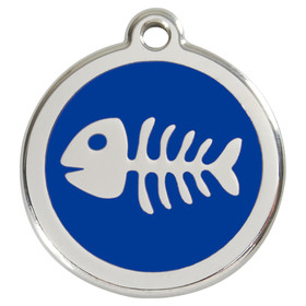 Abbildung RedDingo Hundemarke mit individueller Gravur Fischgrten dunkelblau