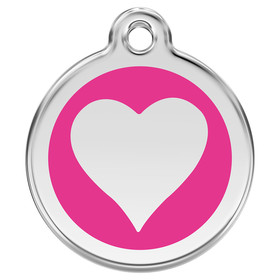 Abbildung RedDingo Hundemarke mit individueller Gravur Herz hot pink