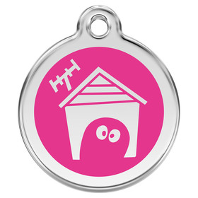Abbildung RedDingo Hundemarke mit individueller Gravur Hundehtte hot pink