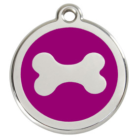 Abbildung RedDingo Hundemarke mit individueller Gravur Knochen purple