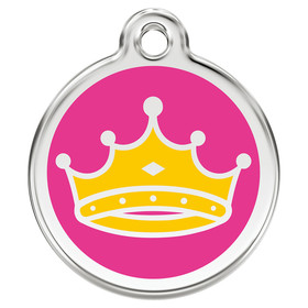 Abbildung RedDingo Hundemarke mit individueller Gravur Krone Knigin hot pink