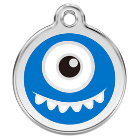 Abbildung RedDingo Hundemarke mit individueller Gravur Monster blau