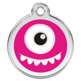 Abbildung RedDingo Hundemarke mit individueller Gravur Monster hot pink