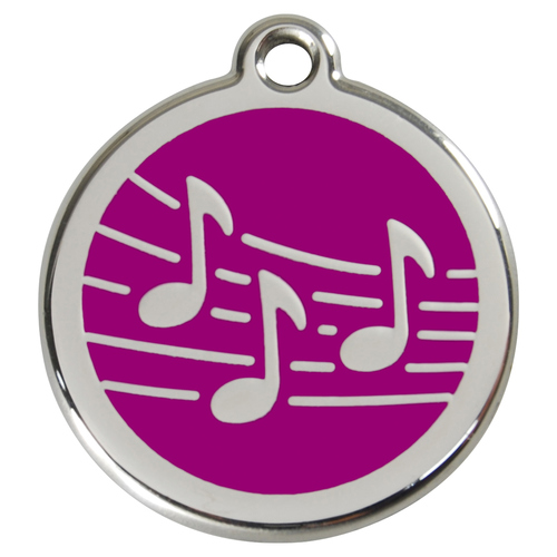 RedDingo Hundemarke mit individueller Gravur Musik purple