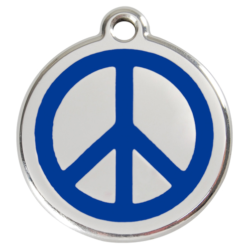 RedDingo Hundemarke mit individueller Gravur Peace dunkelblau