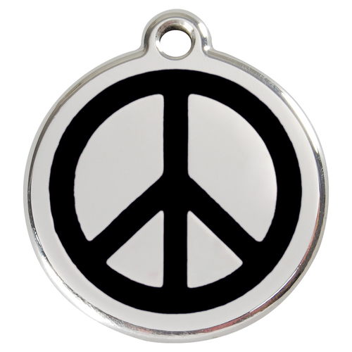 RedDingo Hundemarke mit individueller Gravur Peace schwarz